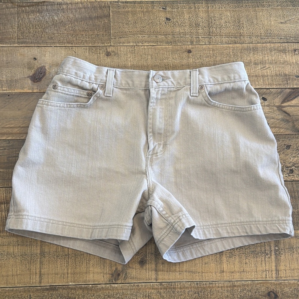 Vintage 2003 Faded Glory Khaki Denim Shorts Women's 10 (Fits 30" Waist) Y2K